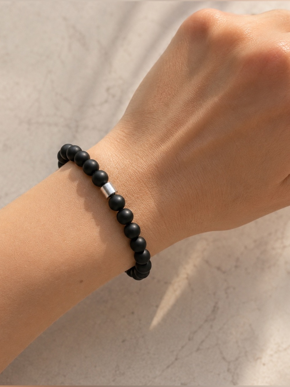 ADORNIA Onyx Beaded Bracelet